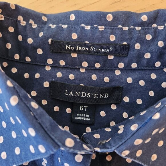 LANDS' END BUTTON FRONT NO IRON SUPRIMA BLOUSE - SIZE 6 TALL - EUC - Picture 7 of 7
